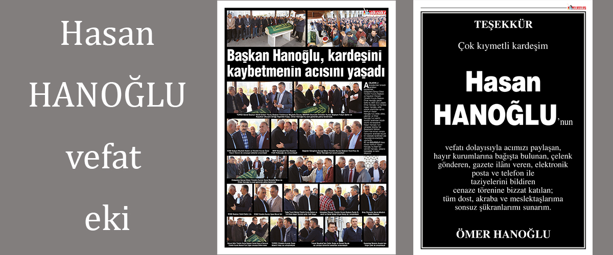 Gülegüle Gazetesi Hasan HANOĞLU Vefat Eki
