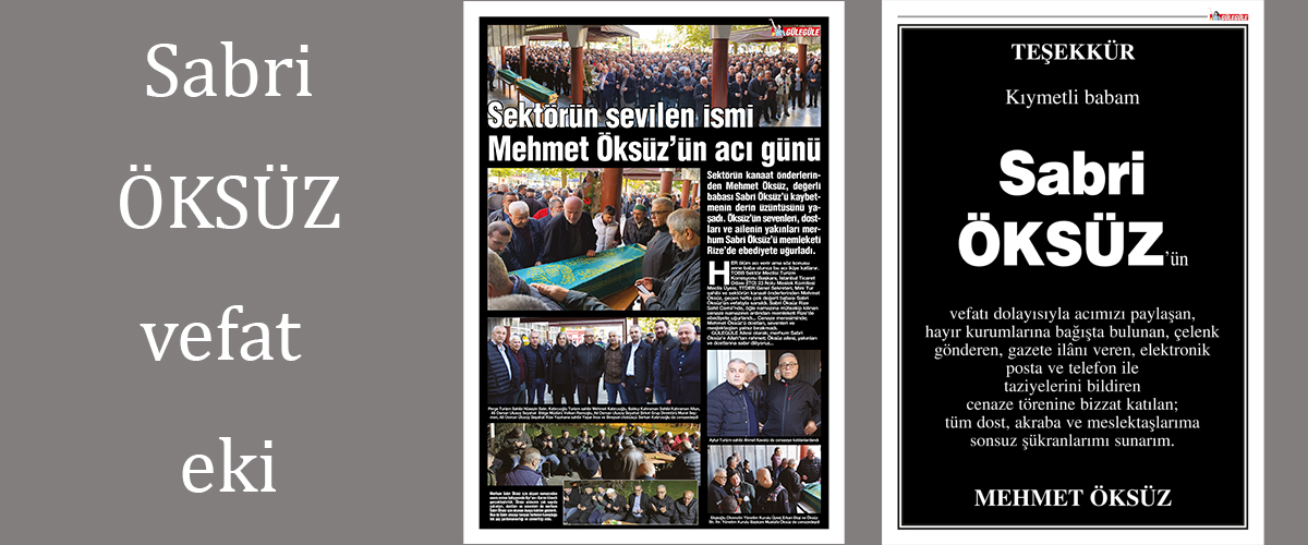 Gülegüle Gazetesi Sabri ÖKSÜZ Vefat Eki